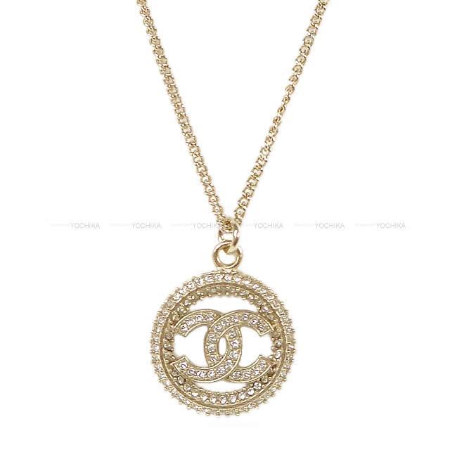 CHANEL シャネル ココマーク サークル ラインストーン ネックレス クリア/シャンパンゴールド AB0653 新品