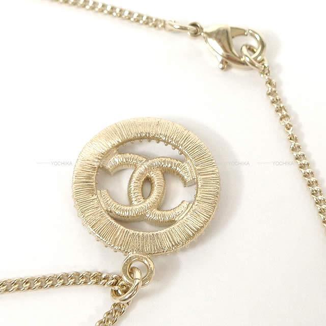 CHANEL シャネル ココマーク サークル ラインストーン ネックレス クリア/シャンパンゴールド AB0653 新品