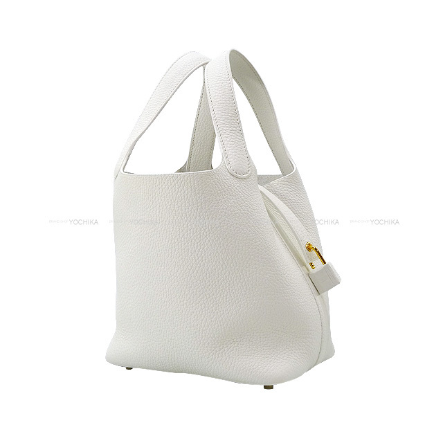 HERMES エルメス ハンドバッグ ピコタンロック 18 PM (内側起毛) 白