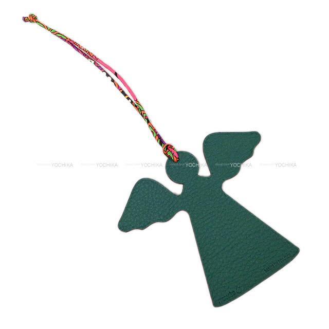 HERMES エルメス プティアッシュ バッグチャーム "天使 エンジェル" PM マラカイト/黒 トゴ/エプソン 新品