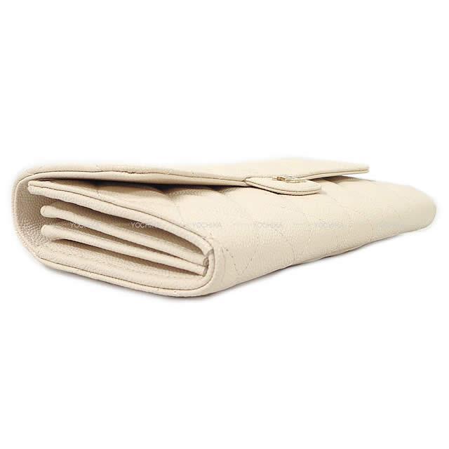 CHANEL シャネル クラシック マトラッセ フラップ 長財布 アイボリー