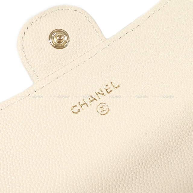【4ub1836】シャネル 長財布 マトラッセ キャビアスキン アイボリー ゴールド金具【中古】レディース CHANEL シャネル クラシック マトラッセ フラップ 長財布 アイボリー