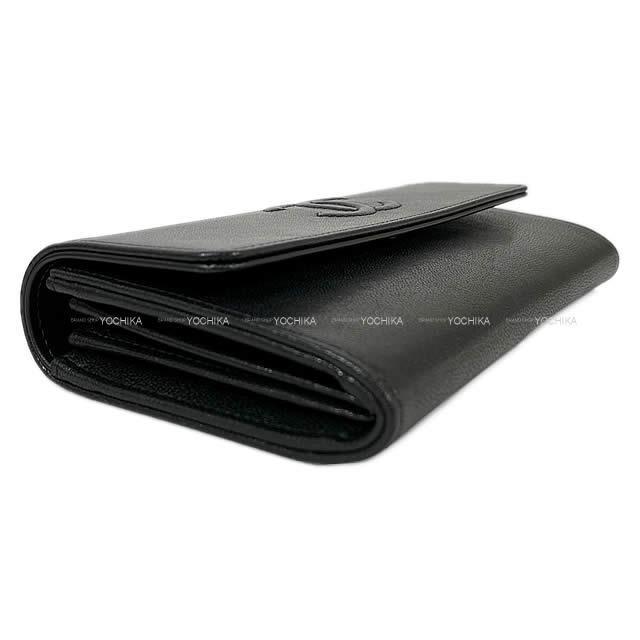 シャネル ココマーク ファスナー付 フラップ 長財布 黒(ブラック) シープスキン A50070 新品未使用