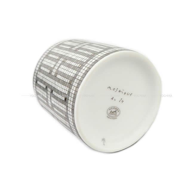 エルメス コーヒーカップのみ 90ml "モザイク 24" プラチナX白 ポーセリン(陶器) 新品