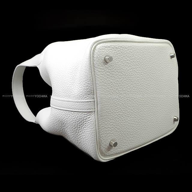 国内発送！白×シルバー金具☆【HERMES】ピコタンロックMM エルメス ピコタンロックMMサイズ ベトン/シルバー金具 (HERMES