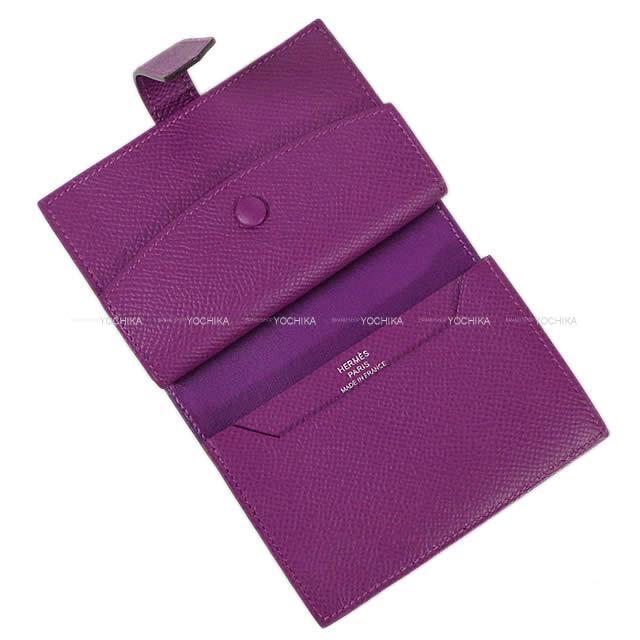 HERMES エルメス ベアンミニ コンパクト コインケース付 カードケース アネモネ エプソン シルバー金具 新品未使用