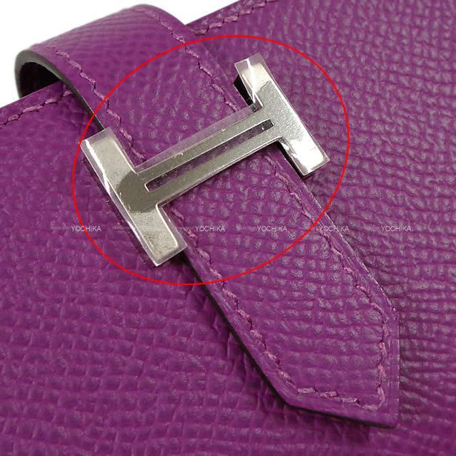 HERMES エルメス ベアンミニ コンパクト コインケース付 カードケース アネモネ エプソン シルバー金具 新品未使用