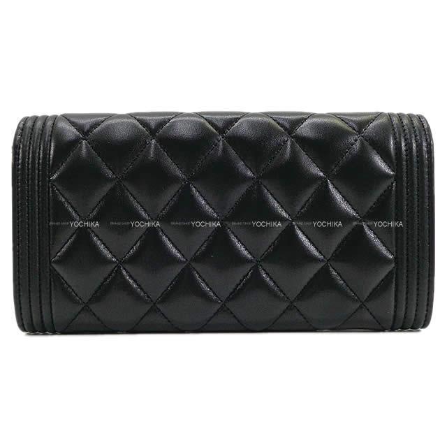 シャネル ボーイシャネル マトラッセ フラップ 長財布 黒(ブラック  