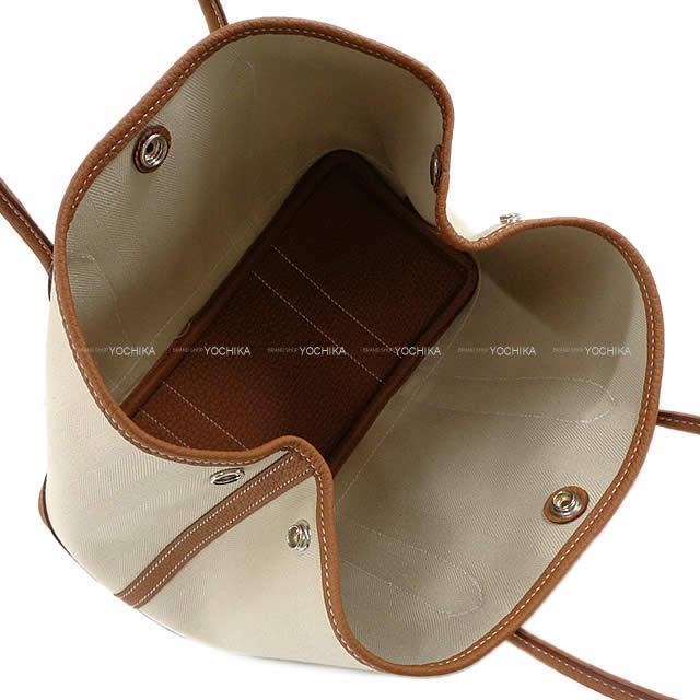 エルメス ハンドバッグ ガーデンパーティ 30 TPM ゴールド トワルグランシェヴロンXネゴンダ シルバー金具 新品