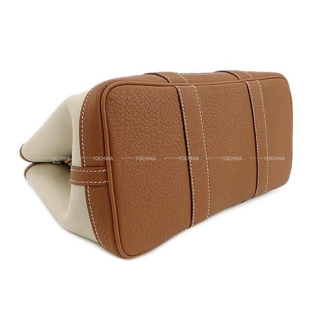エルメス ハンドバッグ ガーデンパーティ 30 TPM ゴールド トワルグランシェヴロンXネゴンダ シルバー金具 新品