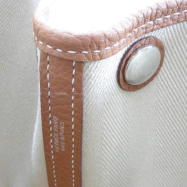 エルメス ハンドバッグ ガーデンパーティ 30 TPM ゴールド トワルグランシェヴロンXネゴンダ シルバー金具 新品