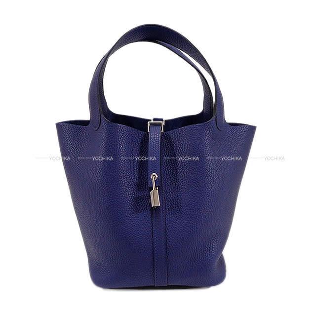 HERMES エルメス ハンドバッグ ピコタンロック 22 MM ブルーアンクル