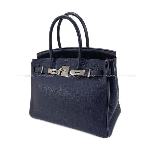 HERMES エルメス ハンドバッグ バーキン30 ヴェルソ ブルーニュイXローズパープル トリヨン シルバー金具 新品未使用