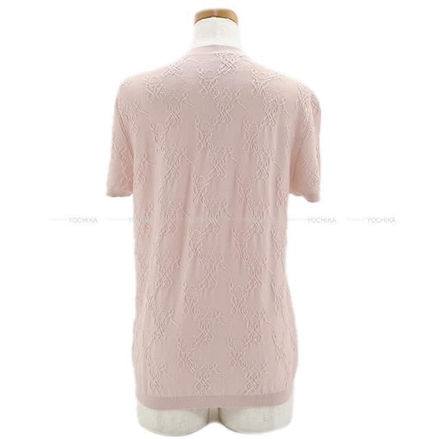 HERMES エルメス レディース 半袖 サマーニット #42 ピンクベージュ カシミヤ50％/シルク50％ 新品同様