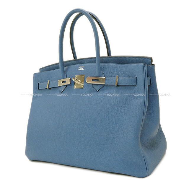 HERMES エルメス ハンドバッグ バーキン35 ブルーアズール トゴ シルバー金具 新品