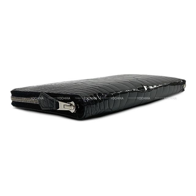 HERMES エルメス 長財布 アザップロング 黒(ブラック) クロコダイル アリゲーター シルバー金具 展示新品