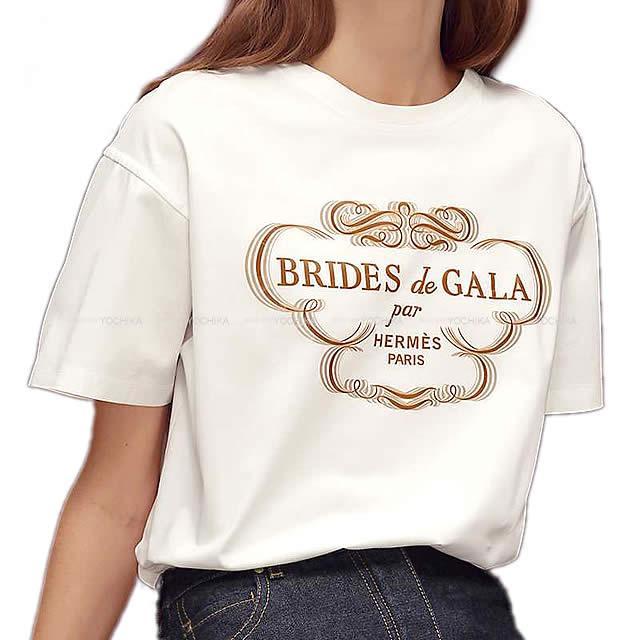 エルメス レディス Tシャツ "ブリッド ドゥ ガラ" #36 白(ホワイト) コットン100% 新品未使用
