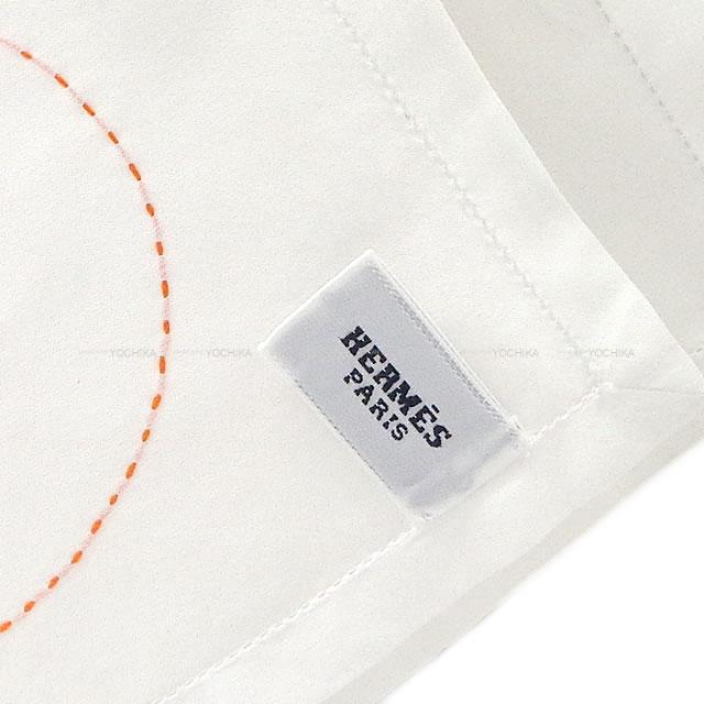 新品未使用エルメスHERMESハンカチ 白 刺繍 ホワイト チーフ箱付 刺繍  