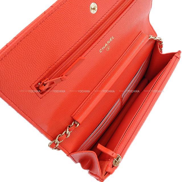 CHANEL シャネル マトラッセ チェーン ウォレット ショルダーバッグ WOC レッド(赤) キャビアスキン A33814 新品同様【中古】