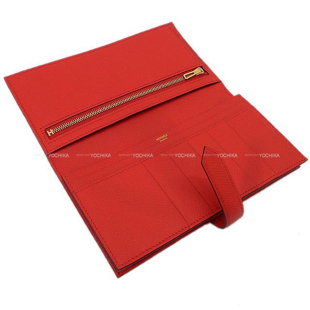 HERMES エルメス 長財布 ベアンスフレ ルージュドゥクール エプソン ゴールド金具 新品