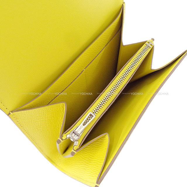 HERMES エルメス 財布 コンスタンス コンパクト ライム エプソン シルバー金具 新品