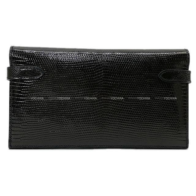 HERMES エルメス 三つ折 長財布 ケリーウォレット ロング ディプライアント 黒(ブラック) リザード ゴールド金具 新品