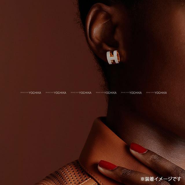 HERMES エルメス ピアス "ポップアッシュ" H型 白 (ホワイト)/ゴールド ゴールド金具 新品