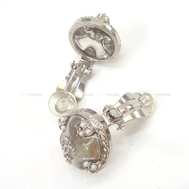 CHANEL シャネル ココマーク クリアドーム ミニパール付 イヤリング シルバー/クリア A63469 新品未使用