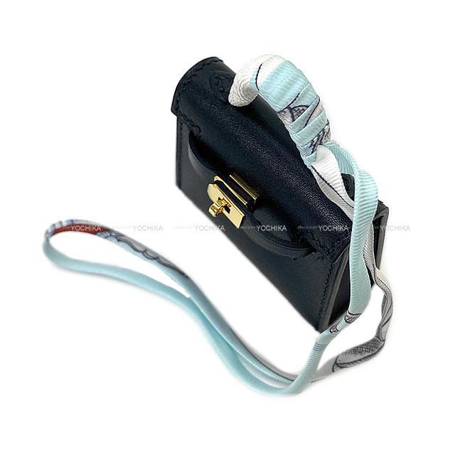 HERMES エルメス ミニミニ バッグチャーム ケリー トゥイリー(ツイリー) 黒(ブラック) タデラクト ゴールド金具 新品