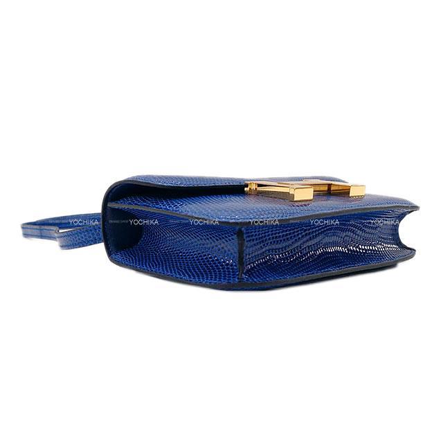 HERMES エルメス ショルダーバッグ マイクロ コンスタンス ミニミニ ブルーサフィール リザード ゴールド金具 新品