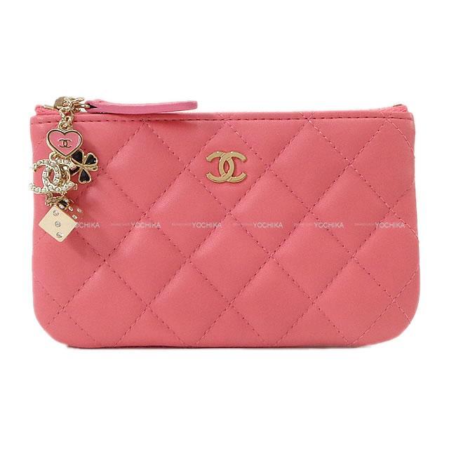 CHANEL シャネル カジノ ラッキーチャーム クローバー マトラッセ ポーチ A82417 ピンク 新品未使用
