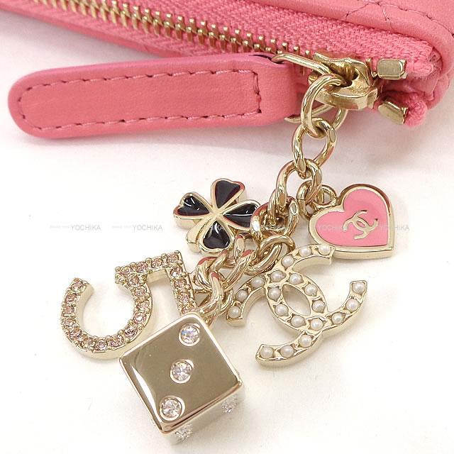 CHANEL シャネル カジノ ラッキーチャーム クローバー マトラッセ ポーチ A82417 ピンク 新品未使用