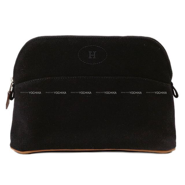 HERMES エルメス ボリードポーチMM 黒(ブラック) コットン100% シルバー金具 新品未使用