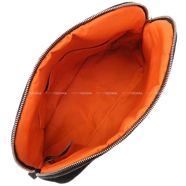 HERMES エルメス ボリードポーチMM 黒(ブラック) コットン100% シルバー金具 新品未使用
