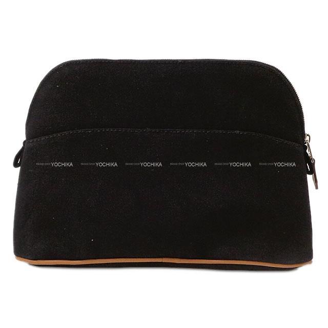 HERMES エルメス ボリードポーチMM 黒(ブラック) コットン100% シルバー金具 新品未使用