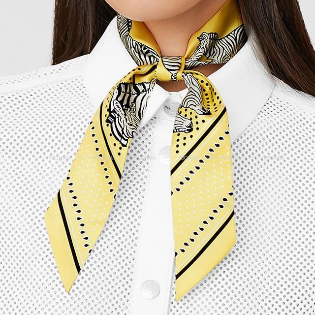 HERMES エルメス スカーフ ツイリー ゼブラ バンダナ 黒