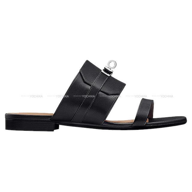 HERMES エルメス レディース サンダル ケリーバックル "アヴェニュー" #37.5 黒(ブラック) カーフ 新品未使用