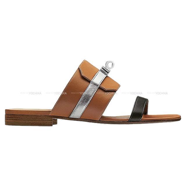 HERMES エルメス レディース サンダル ケリーバックル "アヴェニュー" #37.5 マルチカラー カーフ 新品未使用