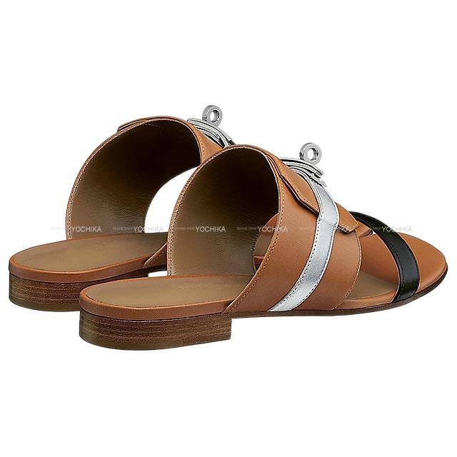 HERMES エルメス レディース サンダル ケリーバックル "アヴェニュー" #37.5 マルチカラー カーフ 新品未使用