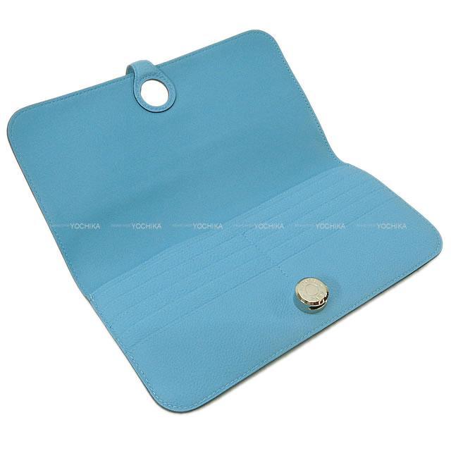 HERMES エルメス 長財布 ドゴンロング ブルーデュノール トゴ シルバー