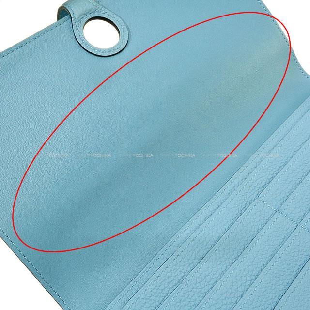 HERMES エルメス 長財布 ドゴンロング ブルーデュノール トゴ シルバー