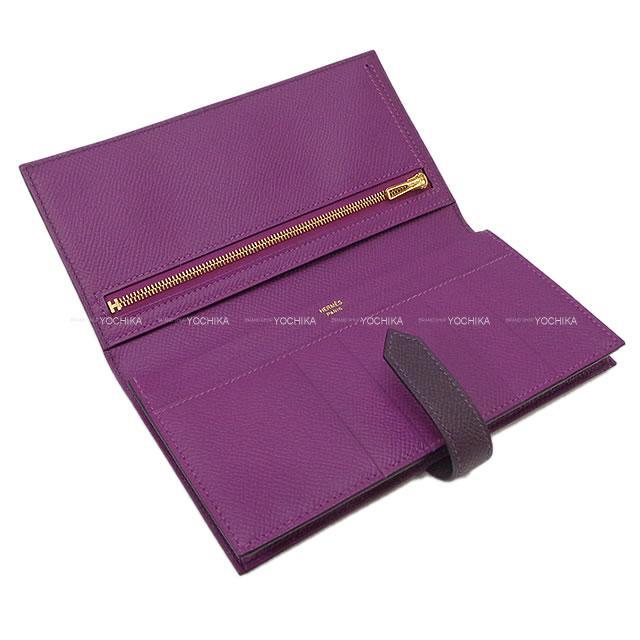 HERMES エルメス 長財布 ベアンスフレ ヴェルソ レザン/アネモネ エプソン ゴールド金具 新品