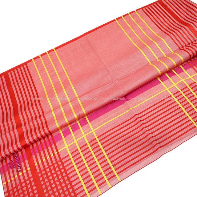 HERMES エルメス 大判 ストール ショール "HERMES BAIN" ルージュ/ジョーヌ コットン100% 新品