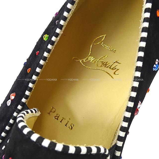 Christian Louboutin クリスチャン ルブタン ラインストーン スリッポン スニーカー 4035 38 5 黒 マルチカラースエード 新品未使用