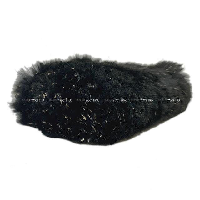 シャネル ココマーク ファー ミニ チェーンポーチ ショルダーバッグ 黒/ゴールド ラパン 展示新品