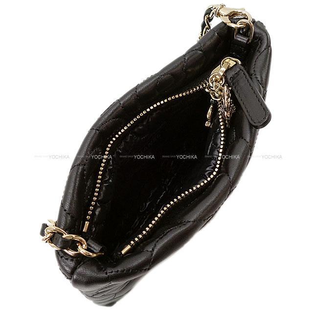 CHANEL シャネル ミニ チェーン ショルダーポーチ カメリア 黒(ブラック) ラムスキン シャンパンゴールド金具 展示新品