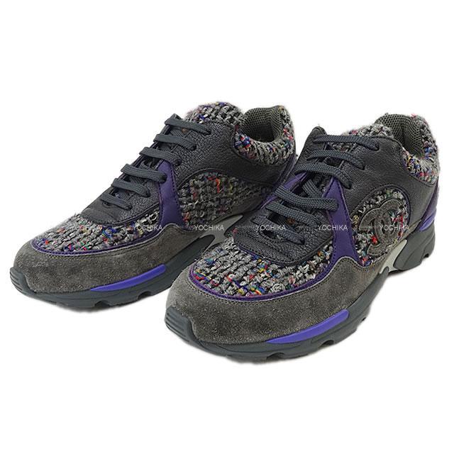 CHANEL シャネル スニーカー ココマーク レディース グレー/パープル  