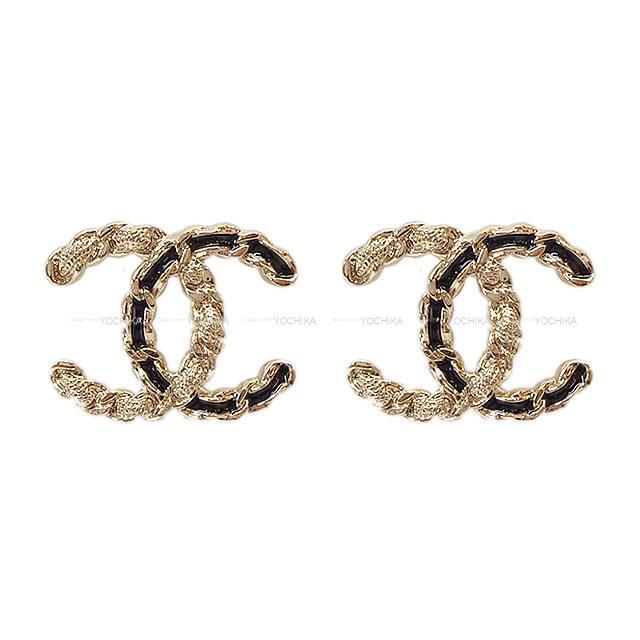 2020年 新作 CHANEL シャネル チェーン＆ロープ ココマーク ピアス ゴールドX黒 ゴールド金具 AB3920 新品