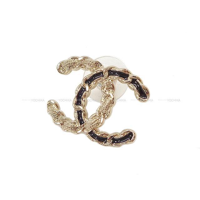 2020年 新作 CHANEL シャネル チェーン＆ロープ ココマーク ピアス ゴールドX黒 ゴールド金具 AB3920 新品