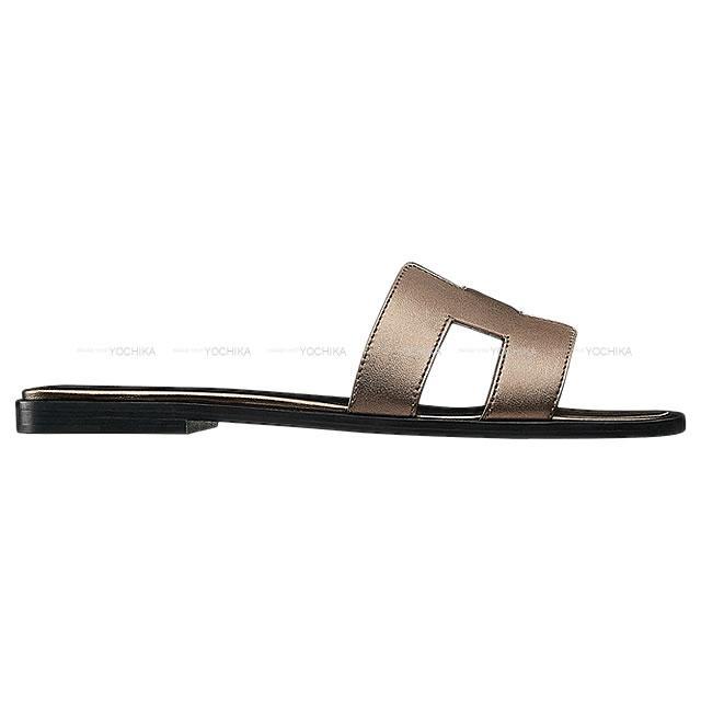 HERMES エルメス レディース Hモチーフ サンダル "Oran オラン" #36 ドレヴィエイール ナッパメタリゼ 新品